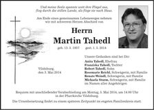 Traueranzeige Martin Tahedl