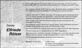 Traueranzeige Elfriede Rötzer
