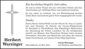 Traueranzeige Heribert Warzinger
