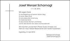 Traueranzeige Josef Wenzel Scharnagl