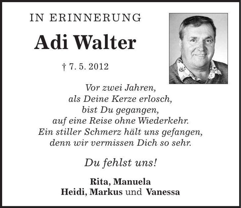 Traueranzeige Adi Walter