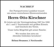 Traueranzeige Otto Kirschner