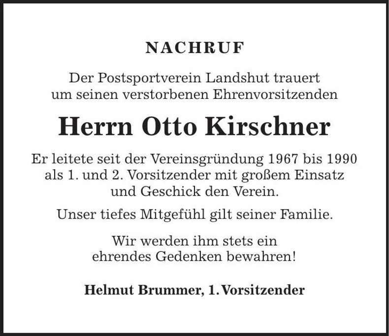 Traueranzeige Otto Kirschner