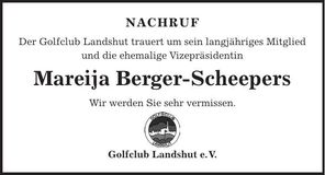 Traueranzeige Mareija Berger-Scheepers