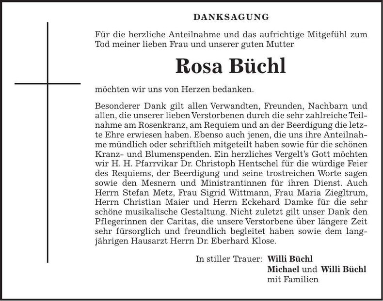 Traueranzeige Rosa Büchl