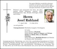 Traueranzeige Josef Ruhland
