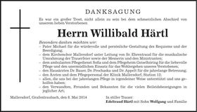 Traueranzeige Willibald Härtl