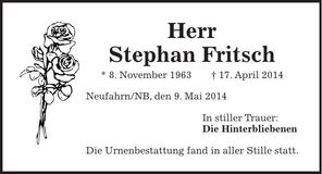 Traueranzeige Stephan Fritsch