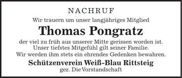 Traueranzeige Thomas Pongratz