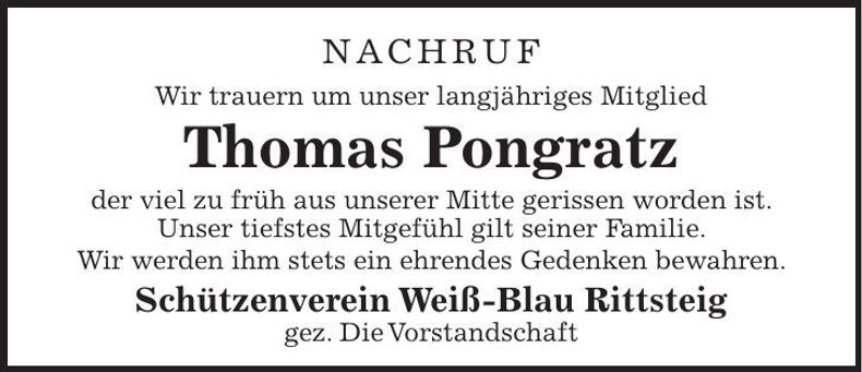 Traueranzeige Thomas Pongratz
