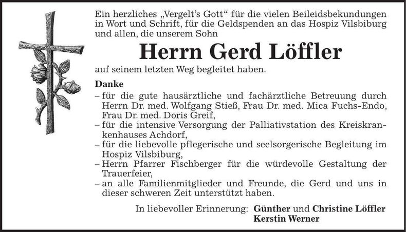 Traueranzeige Gerd Löffler