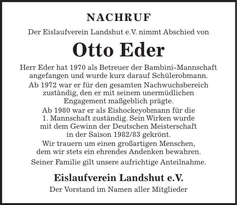 Traueranzeige Otto Eder