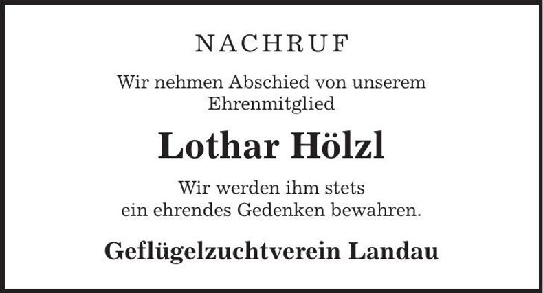 Traueranzeige Lothar Hölzl