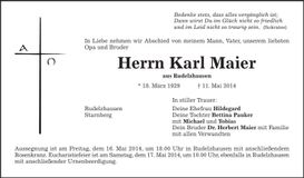 Traueranzeige Karl Maier