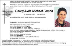 Traueranzeige Georg Alois Michael Fersch