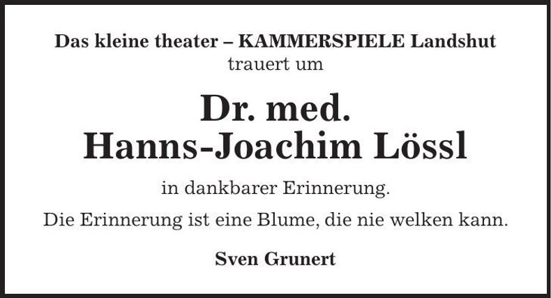 Traueranzeige Hanns-Joachim Lössl