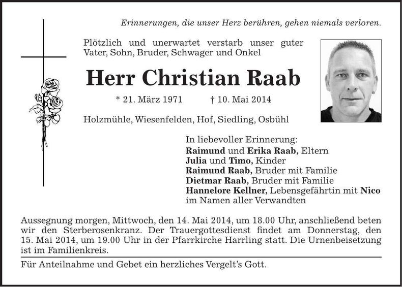 Traueranzeige Christian Raab
