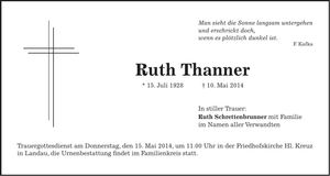 Traueranzeige Ruth Thanner