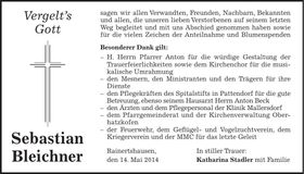 Traueranzeige Sebastian Bleichner