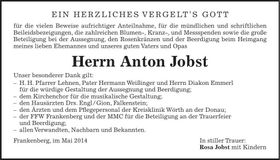 Traueranzeige Anton Jobst