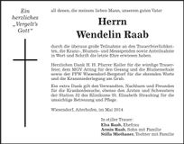 Traueranzeige Wendelin Raab
