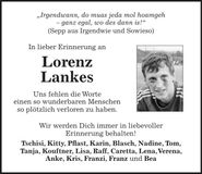Traueranzeige Lorenz Lankes