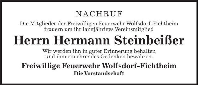 Traueranzeige Hermann Steinbeißer