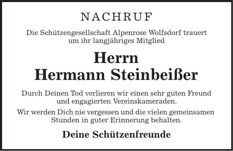 Traueranzeige Hermann Steinbeißer