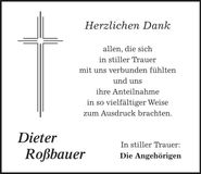 Traueranzeige Dieter Roßbauer