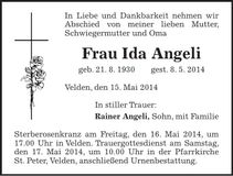 Traueranzeige Ida Angeli