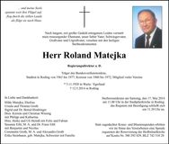 Traueranzeige Roland Matejka