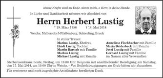 Traueranzeige Herbert Lustig