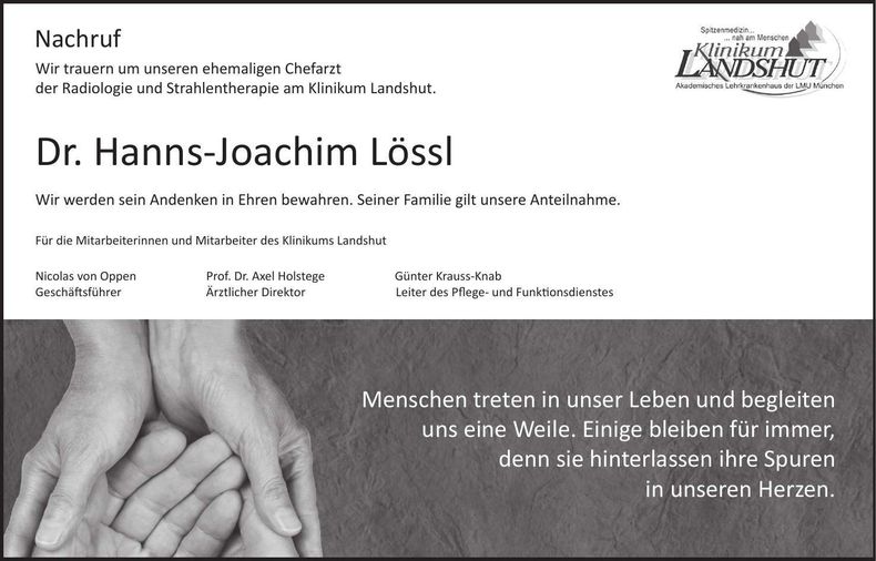 Traueranzeige Hanns-Joachim Dr.  Lössl