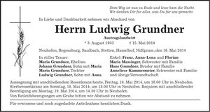 Traueranzeige Ludwig Grundner