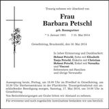 Traueranzeige Barbara Petschl
