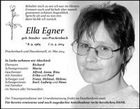 Traueranzeige Egner Ella