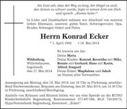 Traueranzeige Konrad Ecker