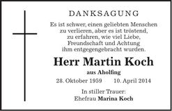Traueranzeige Martin Koch