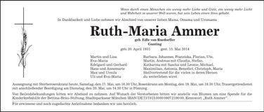 Traueranzeige Ruth-Maria Ammer