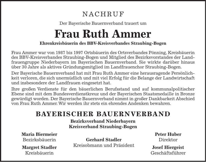 Traueranzeige Ruth Ammer