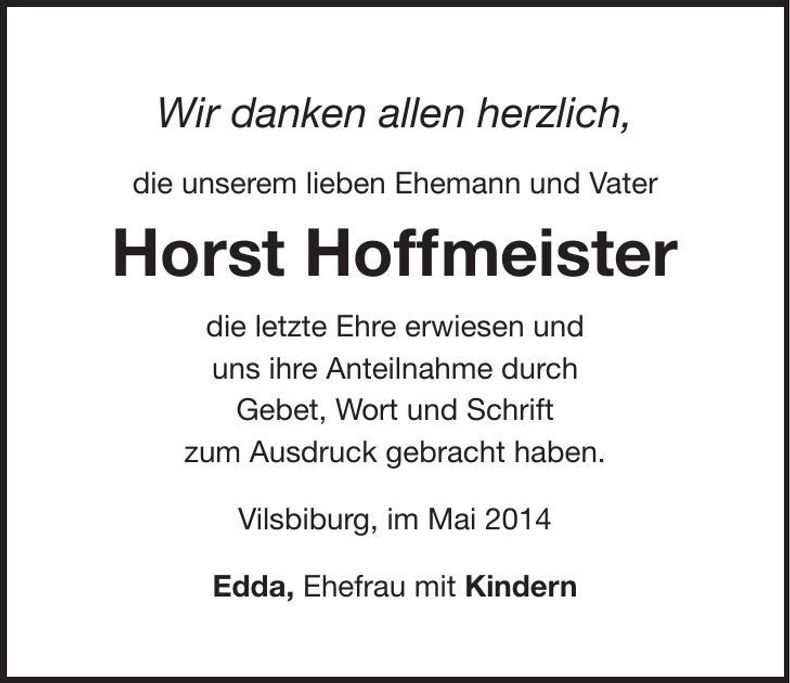 Traueranzeige Horst Hoffmeister