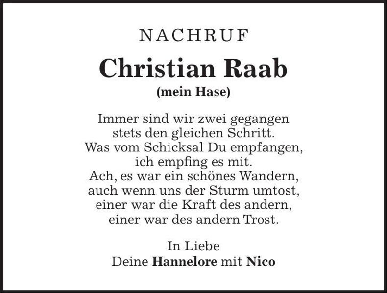 Traueranzeige Christian Raab