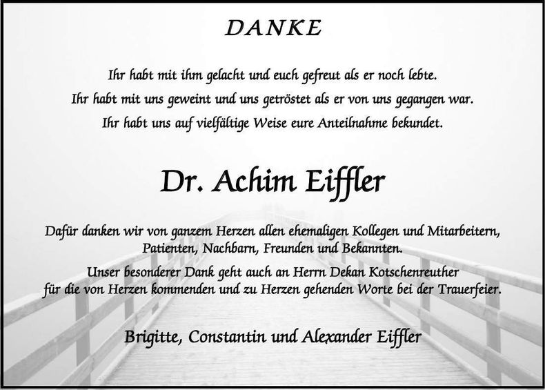 Traueranzeige Achim Dr. Eiffler