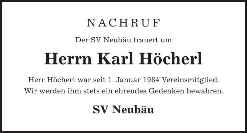 Traueranzeige Karl Höcherl