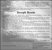 Traueranzeige Joseph Baum