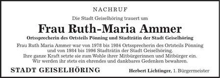 Traueranzeige Ruth-Maria Ammer