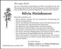 Traueranzeige Silvia Steinhauser