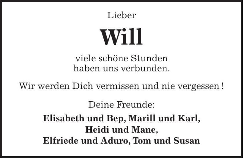 Traueranzeige Wilhelm Maier