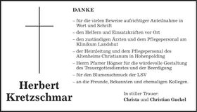 Traueranzeige Herbert Kretzschmar