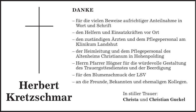 Traueranzeige Herbert Kretzschmar